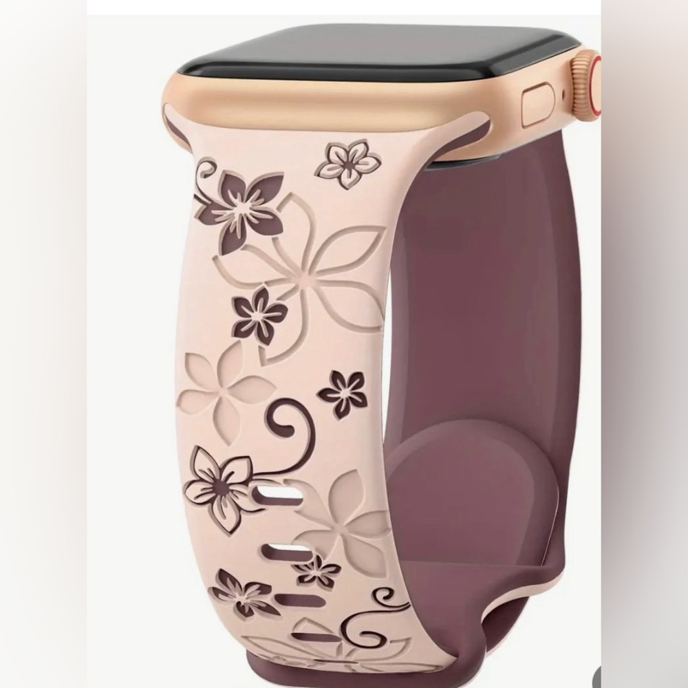 Flower Engraved Silicone Band for AppleWatch Compatible with Watch Serie1-10& SE